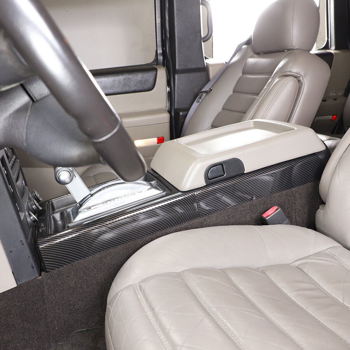 Carbon Fiber Look Interior Gear Shift Side Frame Trim For Hummer H2 2003-2007 5