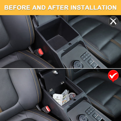 Center Console Safe GUN Armrest Storage Lock Box Tray For Ford Ranger T9 2023+ 23