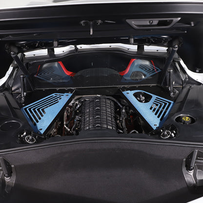 Blue Real Carbon fiber Engine Bay Side Panel Cover Overlay For Corvette C8 Coupe 6