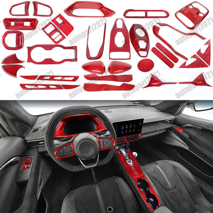 Red Real Carbon Fiber Interior Exterior Conosle Trim Cover For Lotus EMIRA 21-25 1