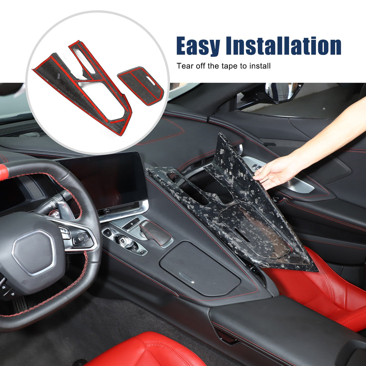 Forged Real Carbon Fiber Center Gear Shift Panel Trim For Corvette C8 2020+ 9