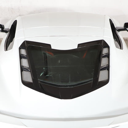 Perforated Rear Hood Vent Inserts for 2020-2026 C8 Corvette Brushed Stainless 1