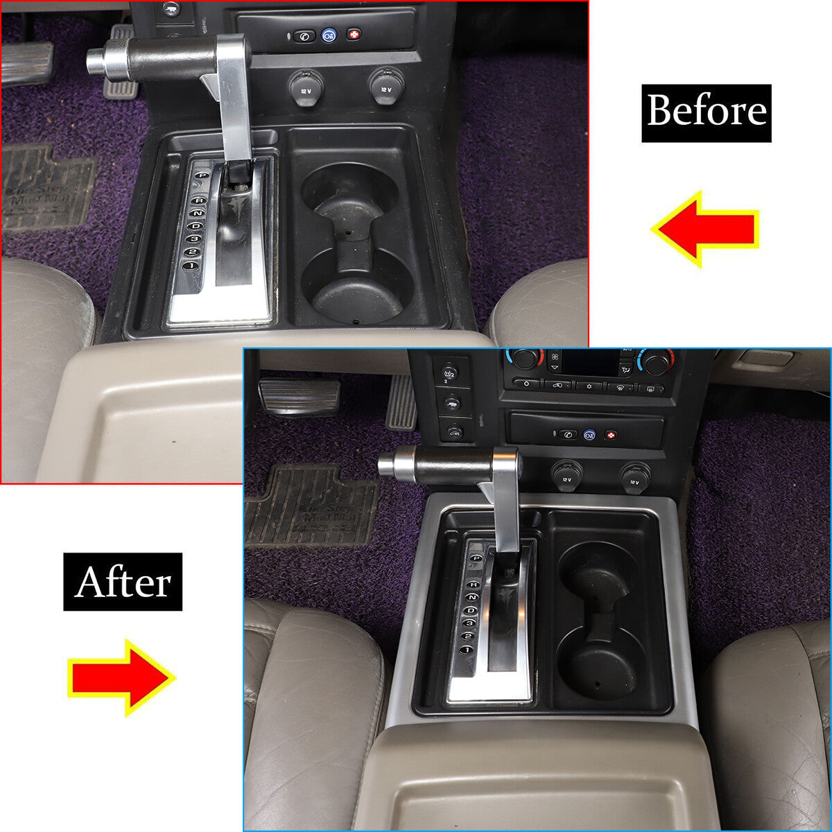Silver Interior Gear Shift Panel Side Trim Cover For Hummer H2 2003-2007 4