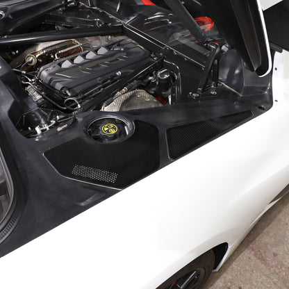 Engine Bay Side Black Stainless Steel Cover Plate Net For 20-26 Corvette C8 US 5