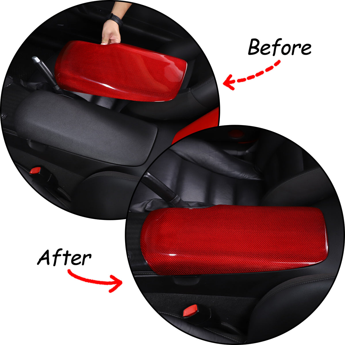 Red Real Carbon Fiber Center Console Armrest Box Cover For Corvette C6 2005-13 6