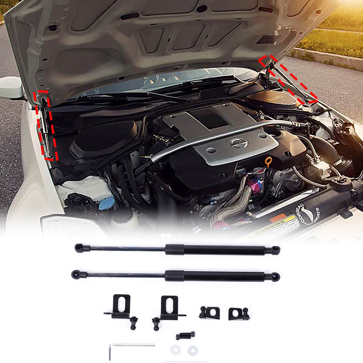 Front Hood Lift Support Strut Shock Hydraulic Rod For Nissan 350Z Z33 2003-2008 2