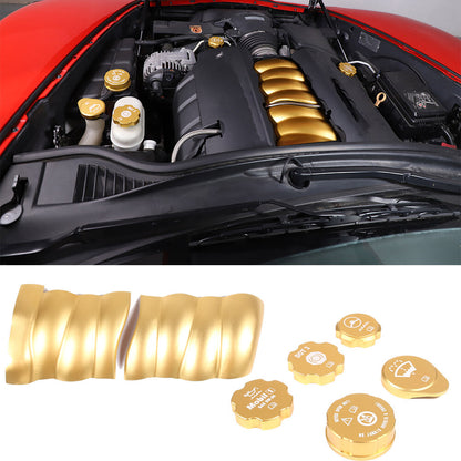 Yellow Alloy Engine Cabin Switch & Intake Manifold Cover Set Kit For Corvette C6 1