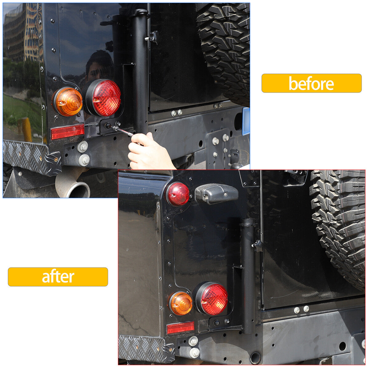Alloy Right Tailgate Flag Pole & Antenna Bracket For Land Rover Defender 04-19 7