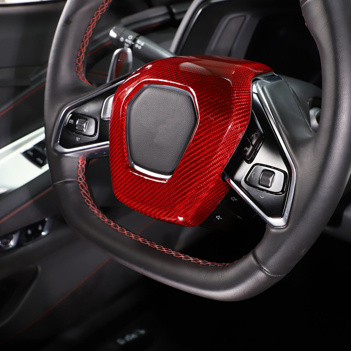 Red Real Carbon Fiber Full Interior Set Decor Trim Kit for Corvette C8 20-25 207