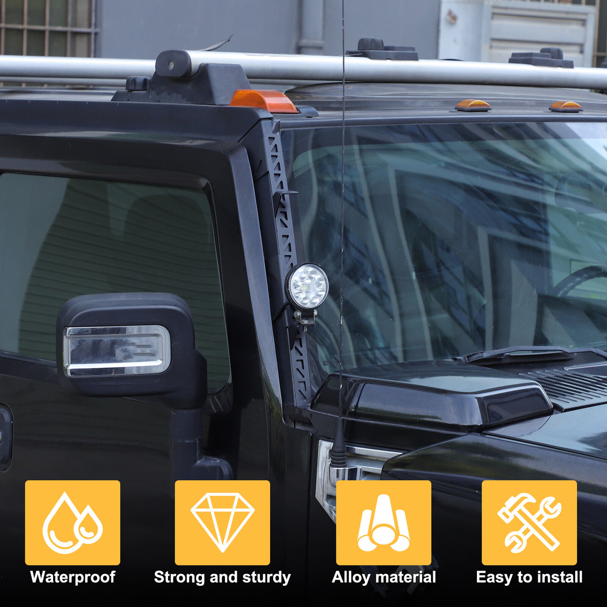 Black Steel A-Pillar LED Light Bar Mount Bracket For Hummer H2 2003-2009 US 17