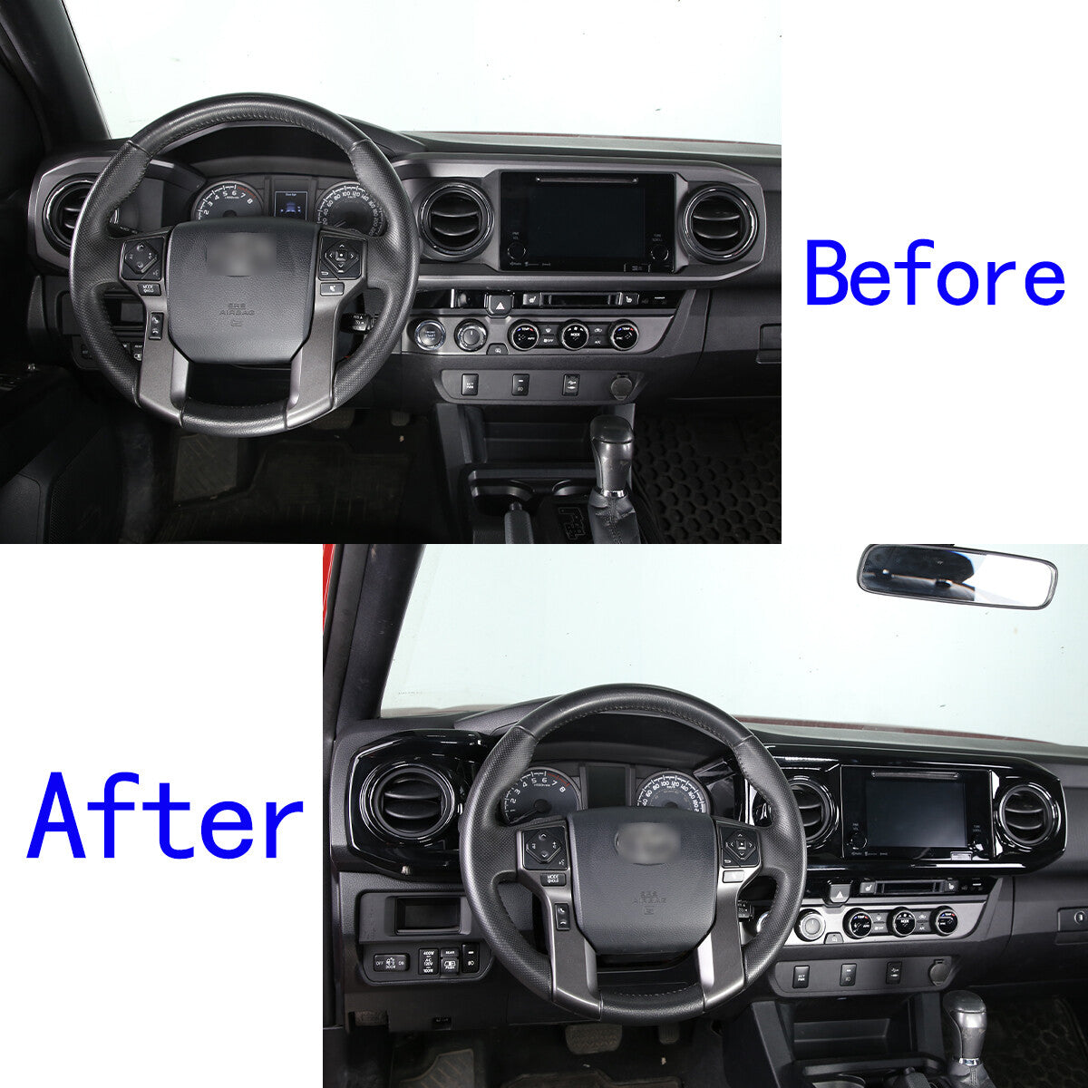 ABS All Black Dashboard Air Vent Outlet Trim Cover For Toyota Tacoma 2016-23 8