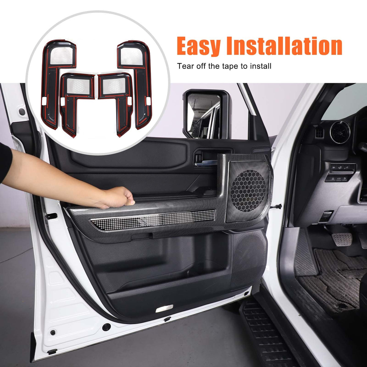 ABS Carbon Fiber Door Anti‑Kick Panel Trim For Toyota Land Cruiser LC250 24+ US 14