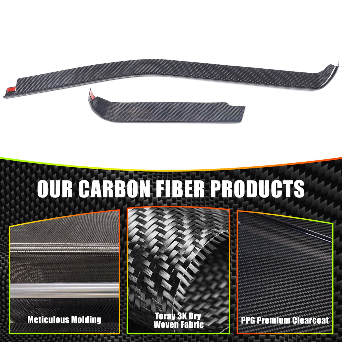 Real Carbon Fiber Dashboard Side Air Vent Strip Trim For Corvette C8 2026+ 7