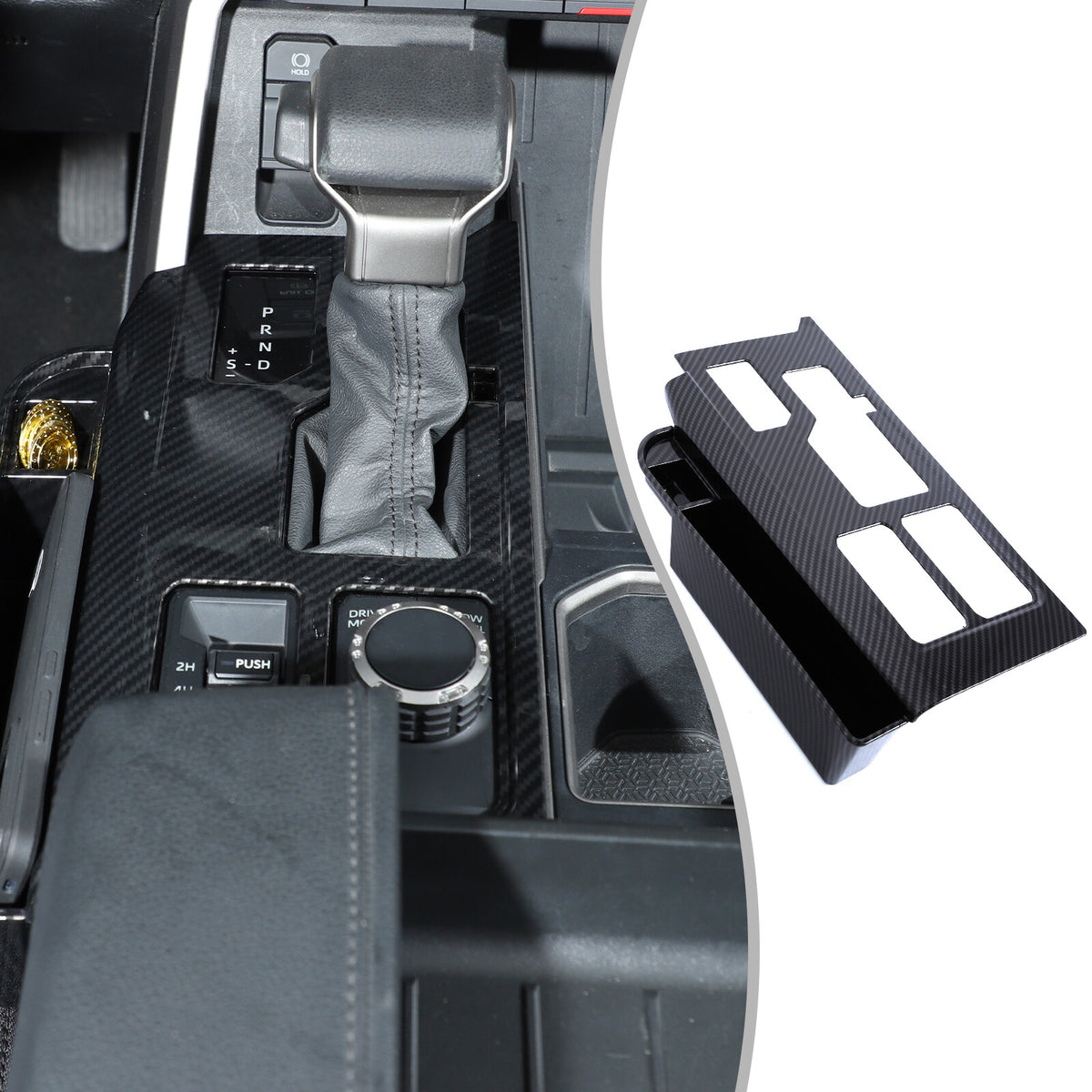 Carbon Center Console Gear Shift Panel Storage Box For Toyota Tundra/Sequoia 22+ 1