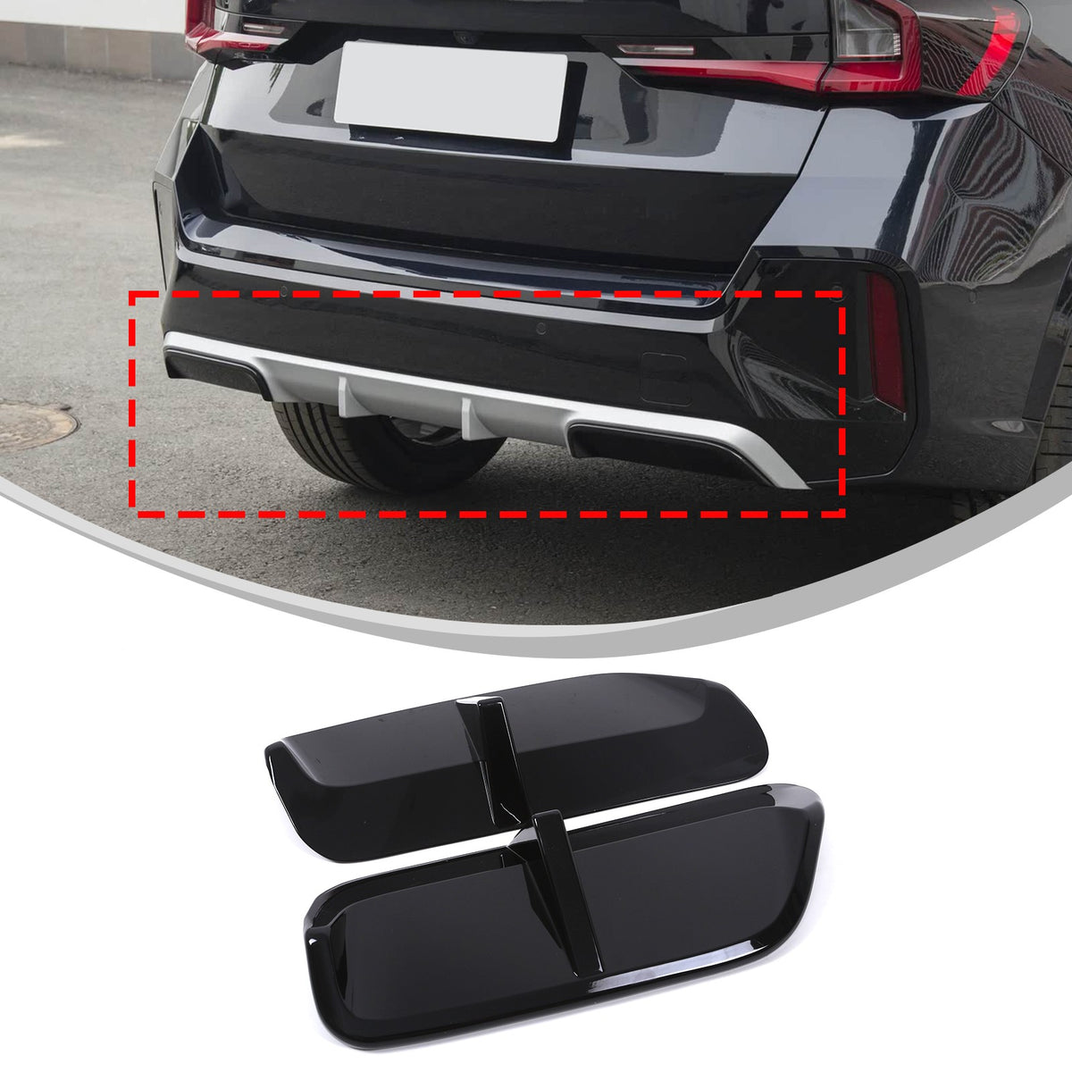 Piano Black Rear Lower Bumper Side Spoiler Trim For BMW X1 U12 23+ Sport US 18