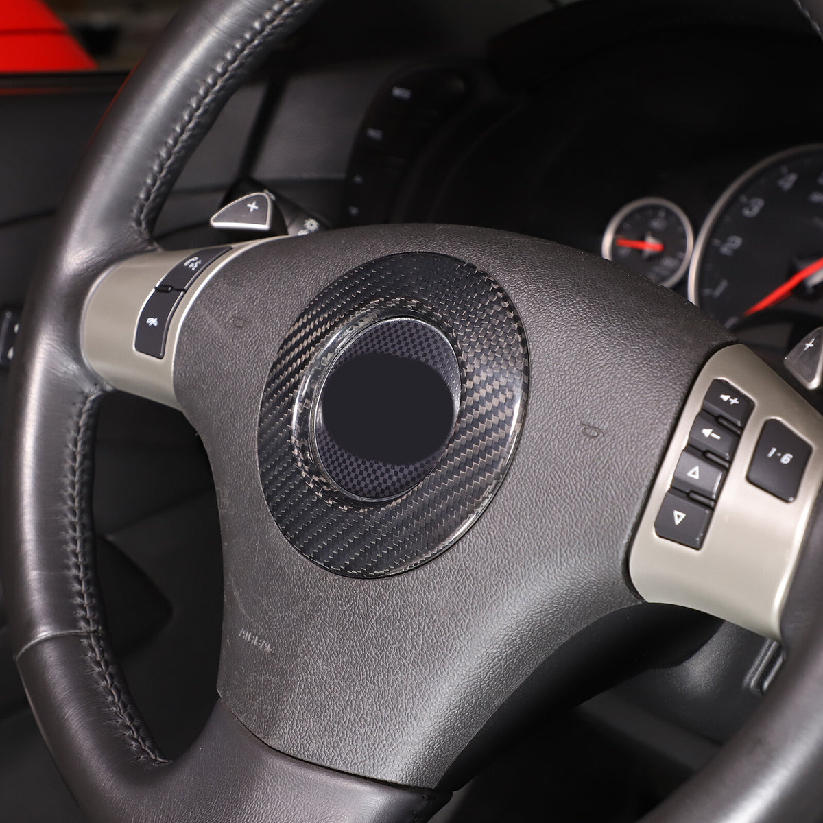 Real Carbon Fiber Steering Wheel Center Logo Ring Cover For 2005-13 Corvette C6 5