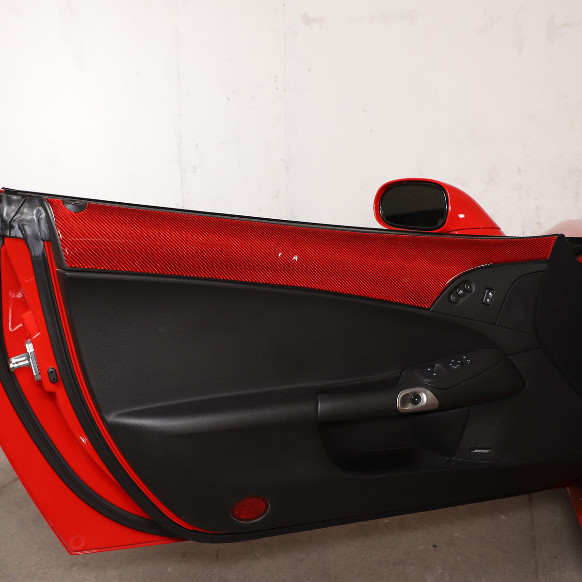 Red Carbon Fiber Interior Door Upper Panel Trim Sticker For Corvette C6 05-13 US 11