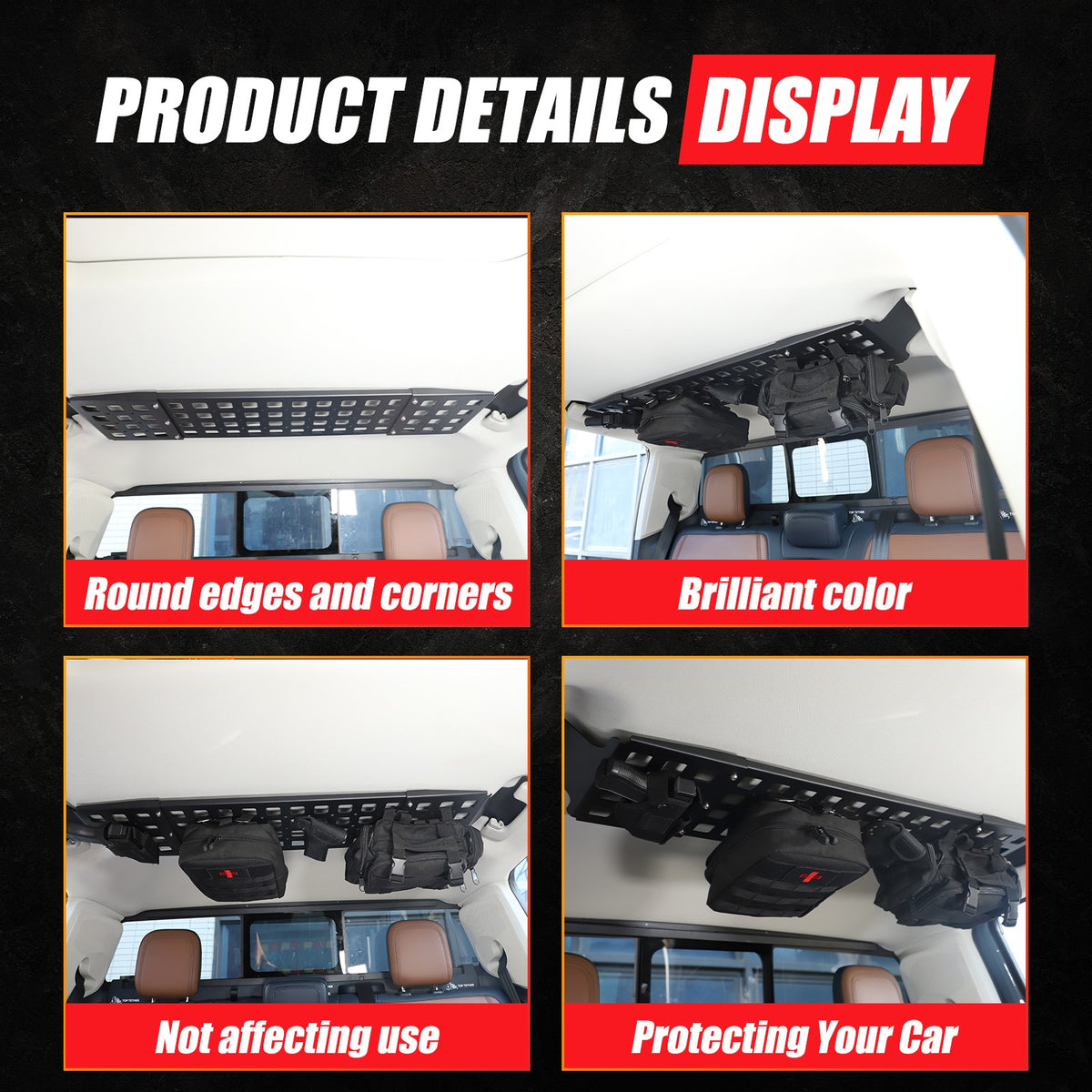 Aluminum Alloy Rear Roof Hanging Bag Rack Molle Panel For Ford Maverick 2022+ 7
