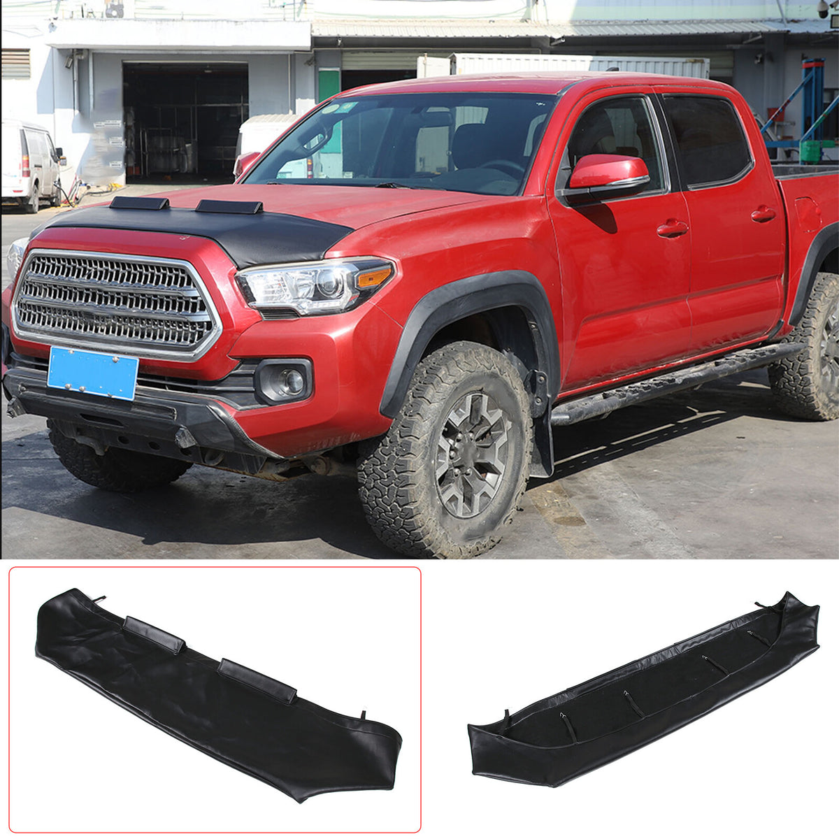 Front PU Leather Hood Cover Protector Bra Trim Cover For Toyota Tacoma 2016-23 18
