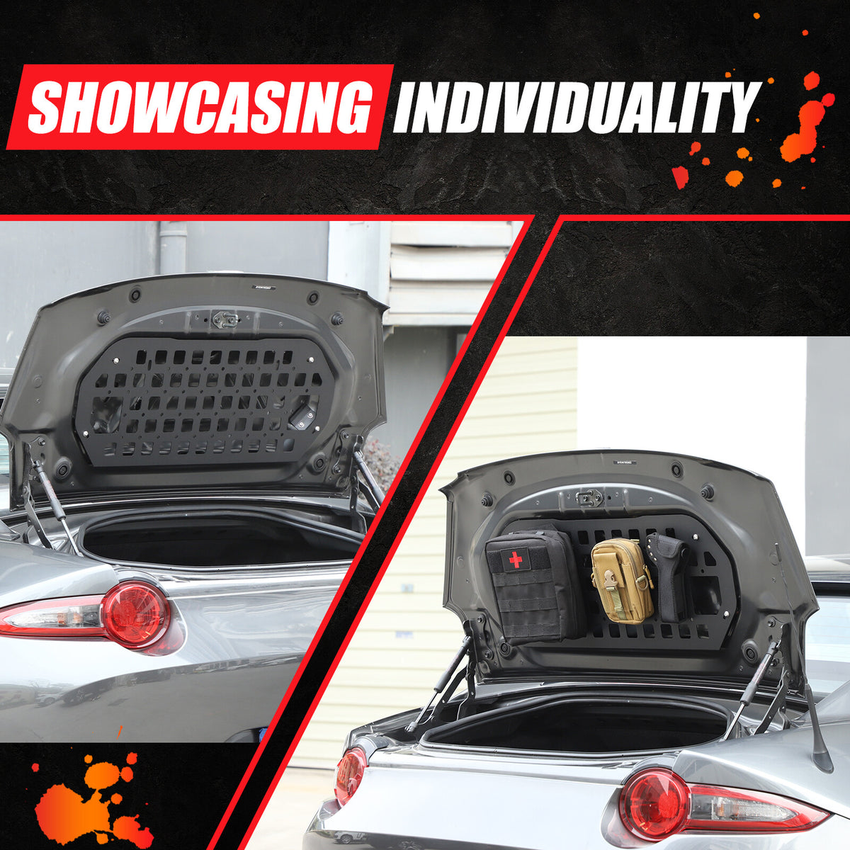 Tailgate Storage Panel Molle Panel Steel Cargo Shelf For Mazda MX-5 Miata 16-25 19