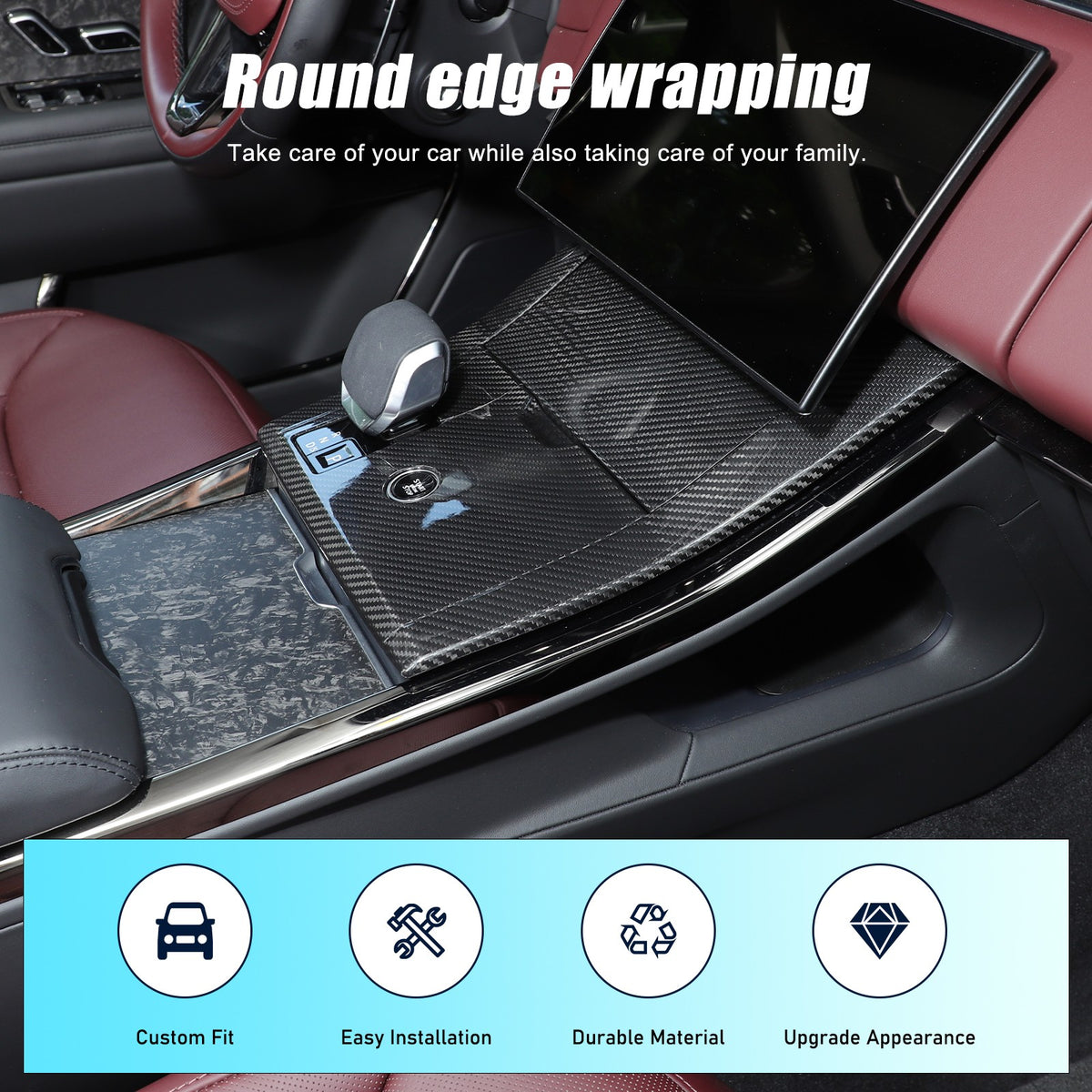 Real Carbon Fiber Center Gear Shift Panel Trim For LR Range Rover Sport L461 23+ 16