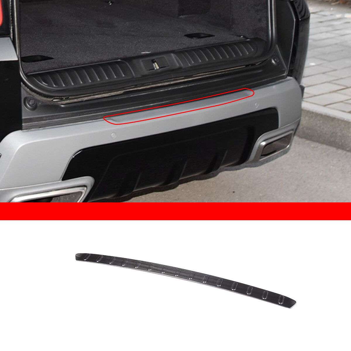 Black Steel Rear Bumper Trunk Sill Cover Trim For LR Range Rover Sport 18-21 7