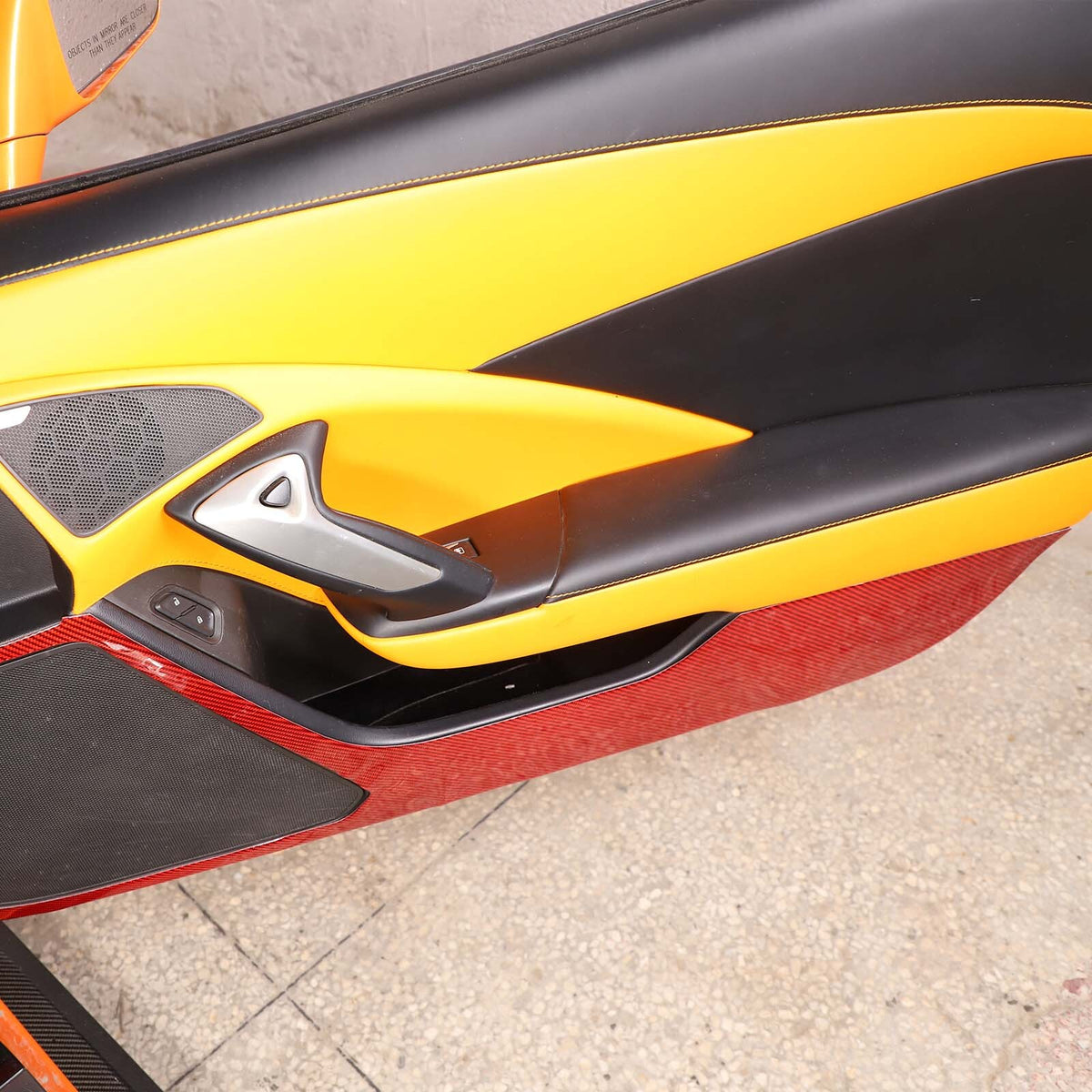 Red Carbon Fiber Door Panel Anti-kick Cover Trim For Corvette C7 2014-2019 7