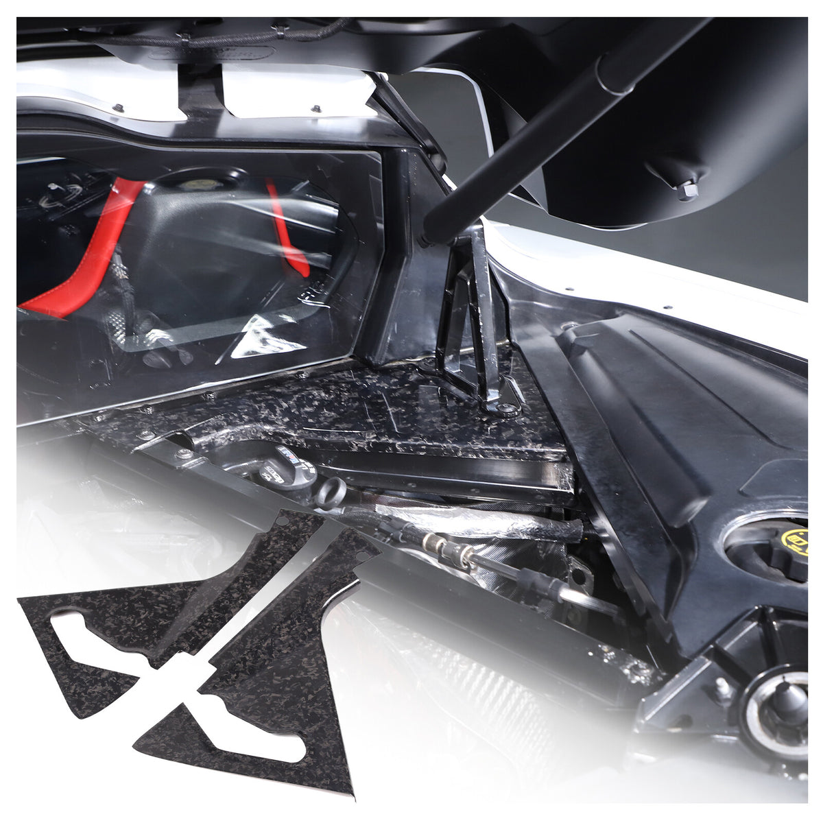 Forged Carbon fiber Front Hood Lift Support Corner Cover Trim For Corvette C8 17