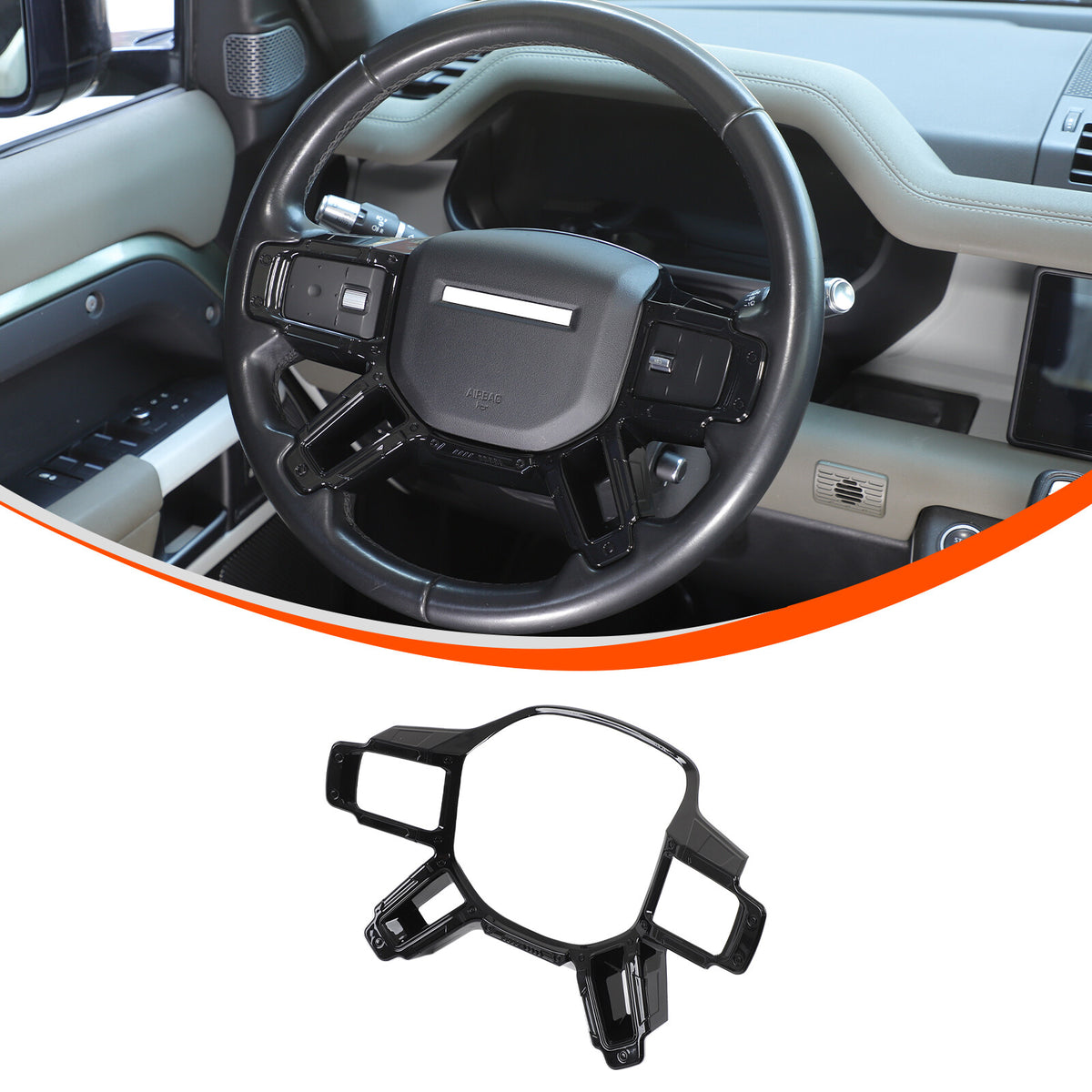 Mecha Glossy Black Steering Wheel Frame Trim For Land Rover Defender L663 20-25 2