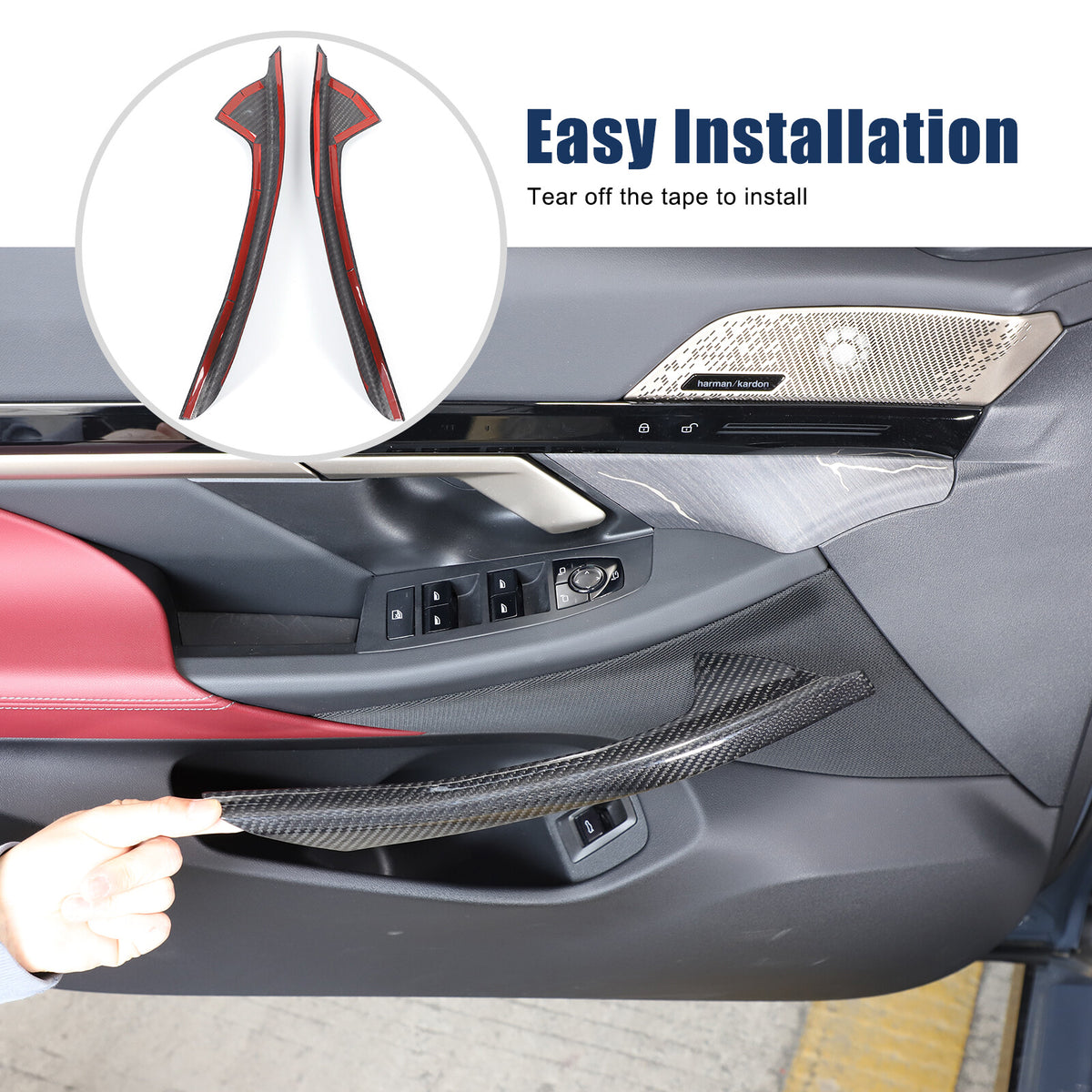 Real Carbon Fiber Window Lift Switch Button Trim Frame For BMW 5 Series G60 24+ 15