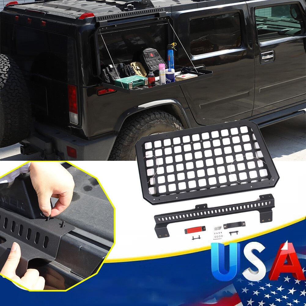 Aluminum Rear Window Armor Protector Molle Panel Cover For Hummer H2 SUV 03-09 1