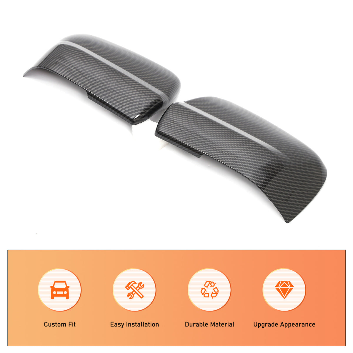Carbon Fiber ABS Exterior Rearview Mirror Cover Trim For Nissan Titan 2016-2023 17