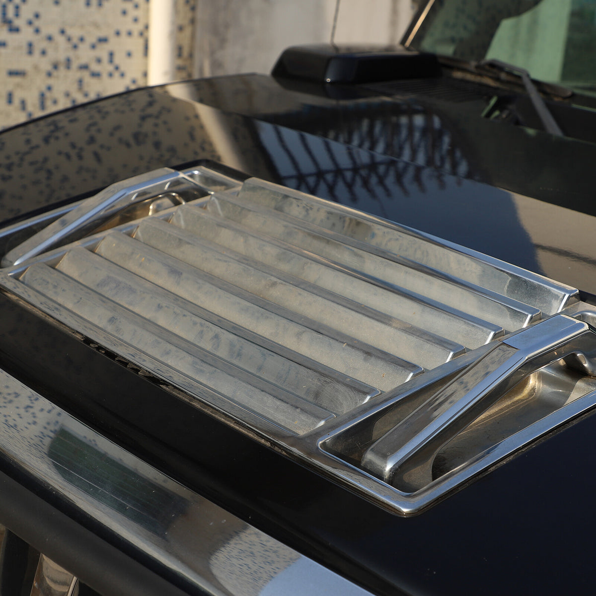 Silver Hood Air Deck Vent Grille Panel W/ Handle Trim For 2003-09 Hummer H2 US 13