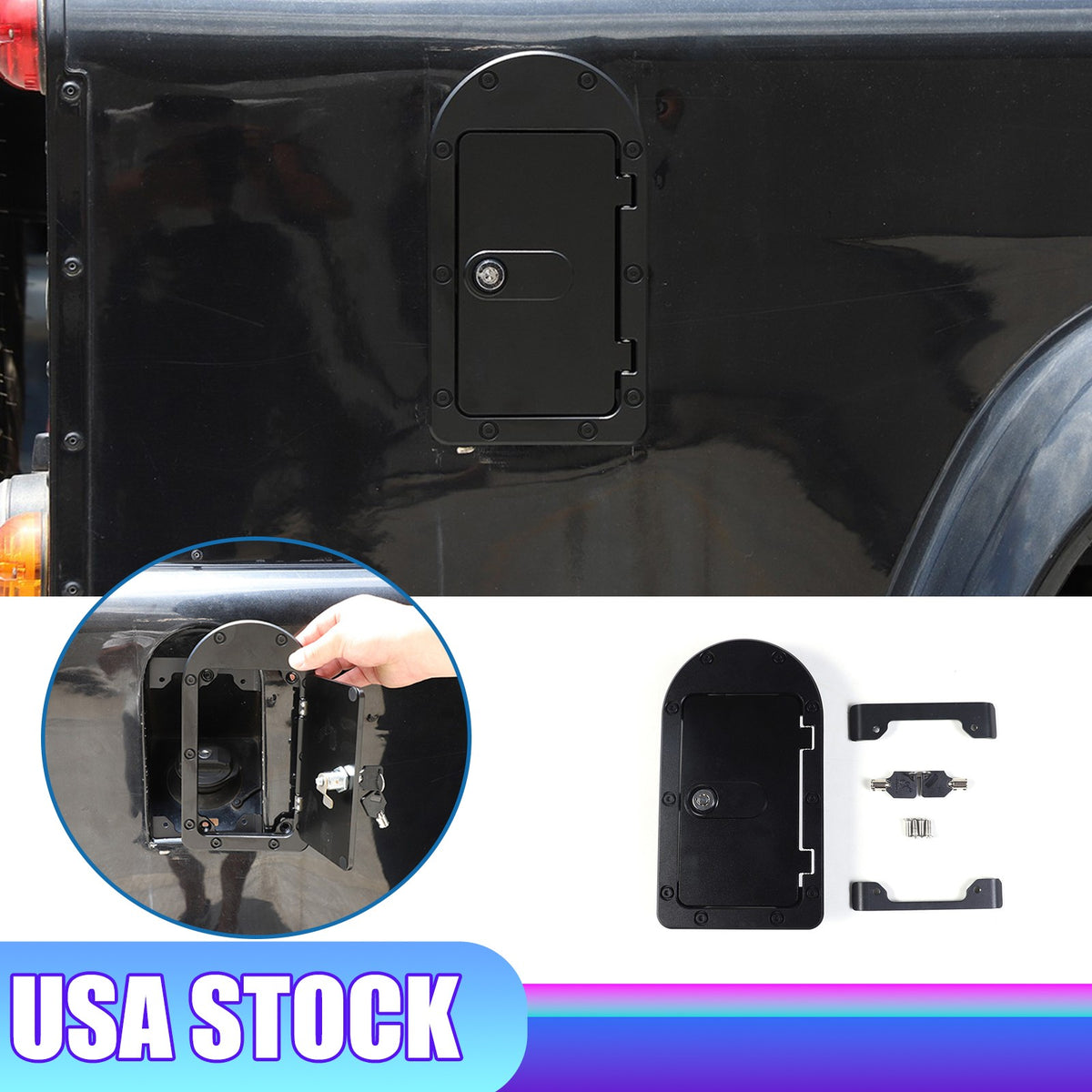 Locking Fuel Door Gas Tank Cap Cover Lock Key For LR Defender 90 110 2004-2019 1