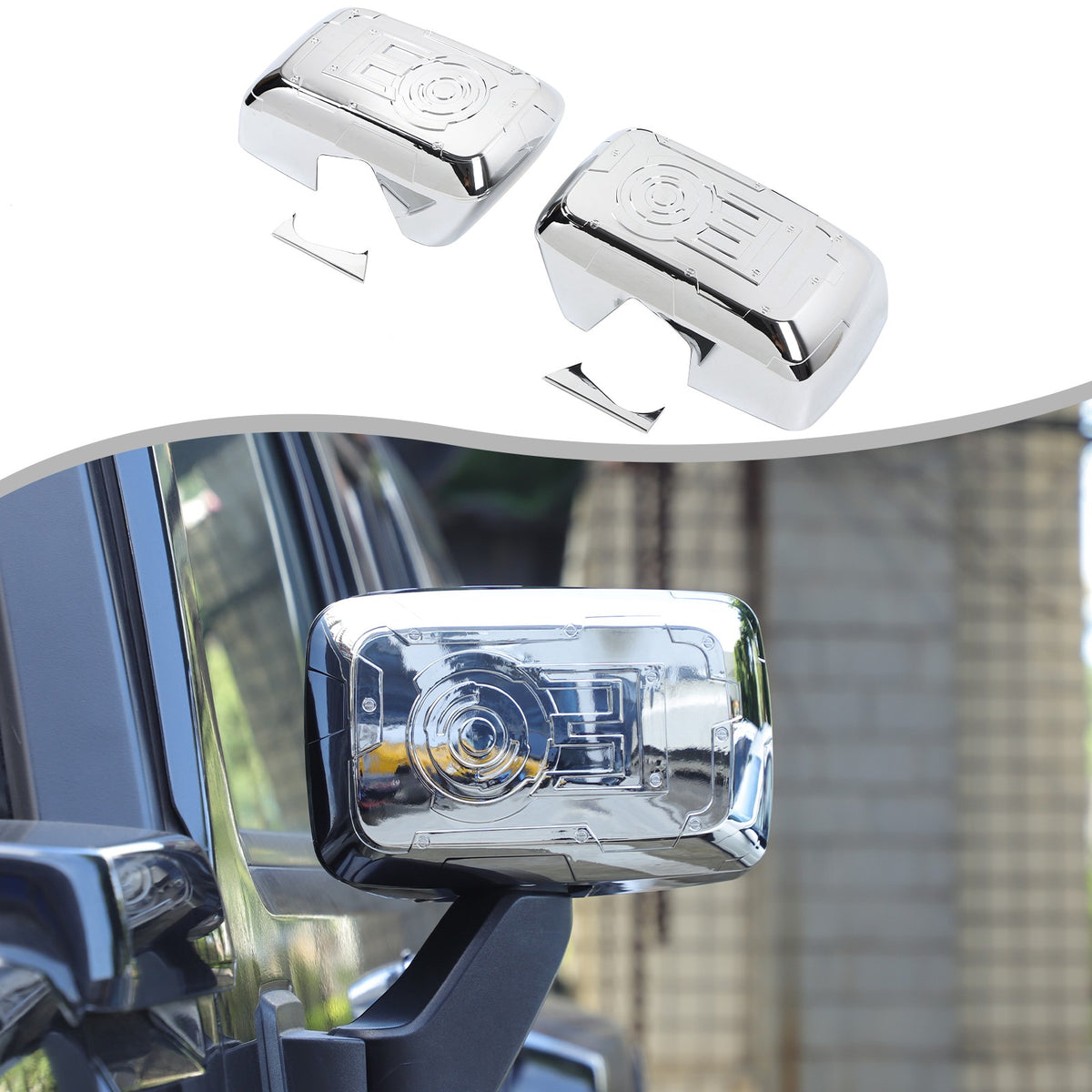 Mech Style Silver ABS Side Mirror Trim Cover For Hummer H3 2005-2009 1