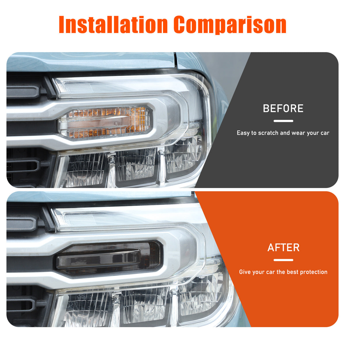 Smoked Black ABS Low Beam Headlight Trim Cover for Ford Maverick 2022-2023 US 18