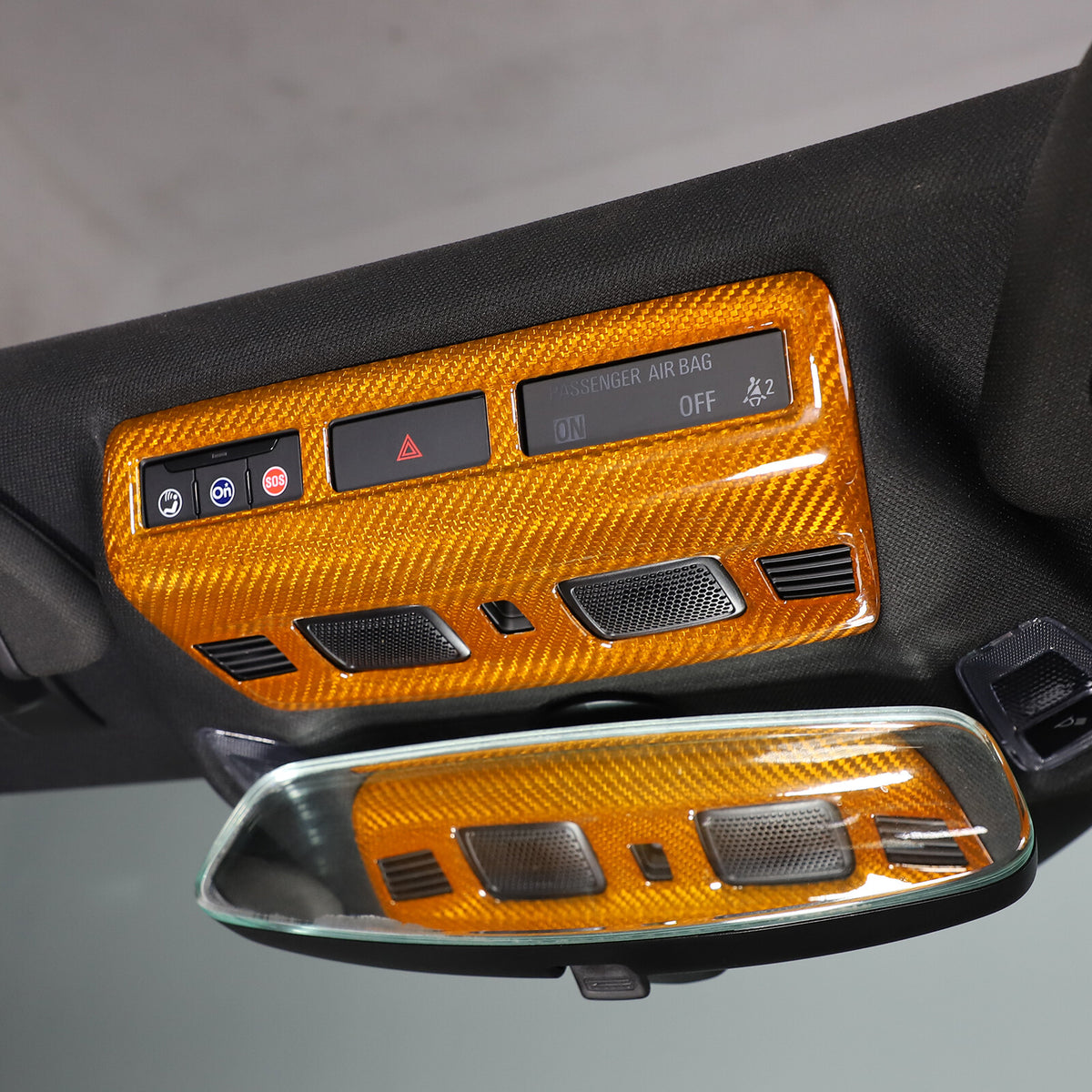 Yellow Carbon fiber Roof Reading Light Panel Trim For Corvette C8 2020-26 3