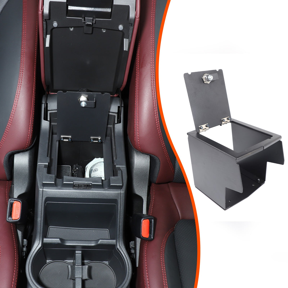 Alloy Center Console Safe GUN Storage Lock Box Tray For Subaru Forester SK 19-24 11