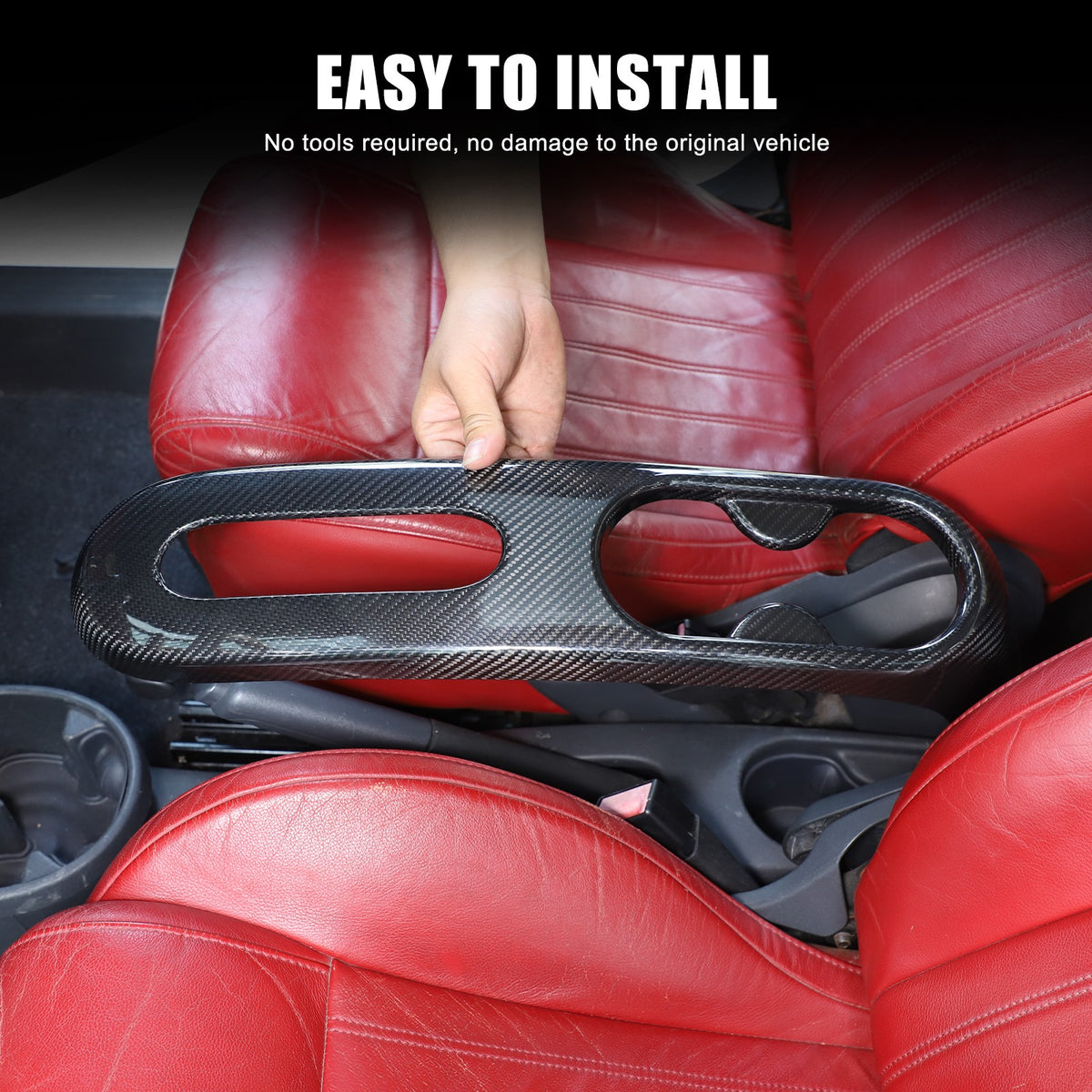 Real Carbon Fiber Handbrake & Cup Holder Panel Trim For Fiat 500 312 2007-2015 7