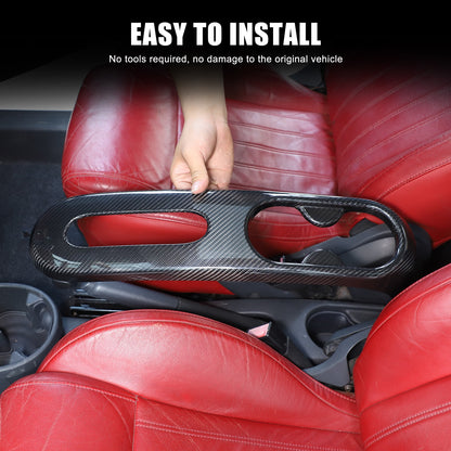 Real Carbon Fiber Handbrake & Cup Holder Panel Trim For Fiat 500 312 2007-2015 7