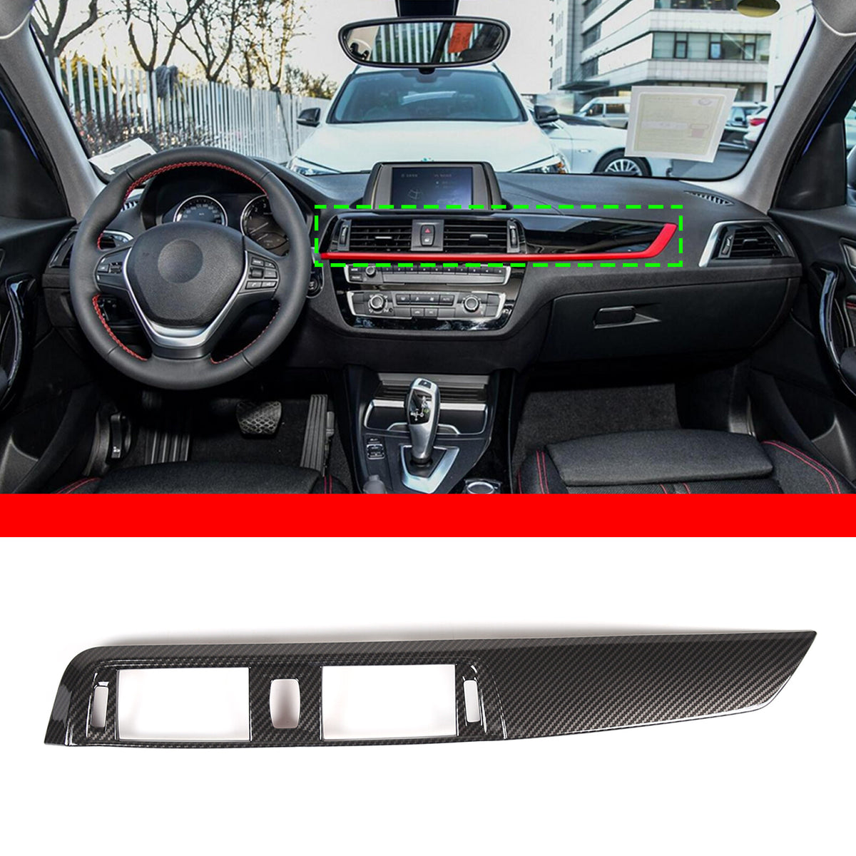 ABS Carbon Fiber Center Console Dashboard Panel Trim For BMW 1 2 Series 17-19 2
