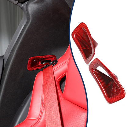 Red Real Carbon Fiber Seat Safety Belt Frame Trim For Corvette C8 2020+ 9