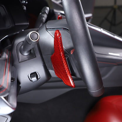 Red Real Carbon Fiber Gear Shift Paddles Paddle Shifters For Corvette C8 2020-26 2