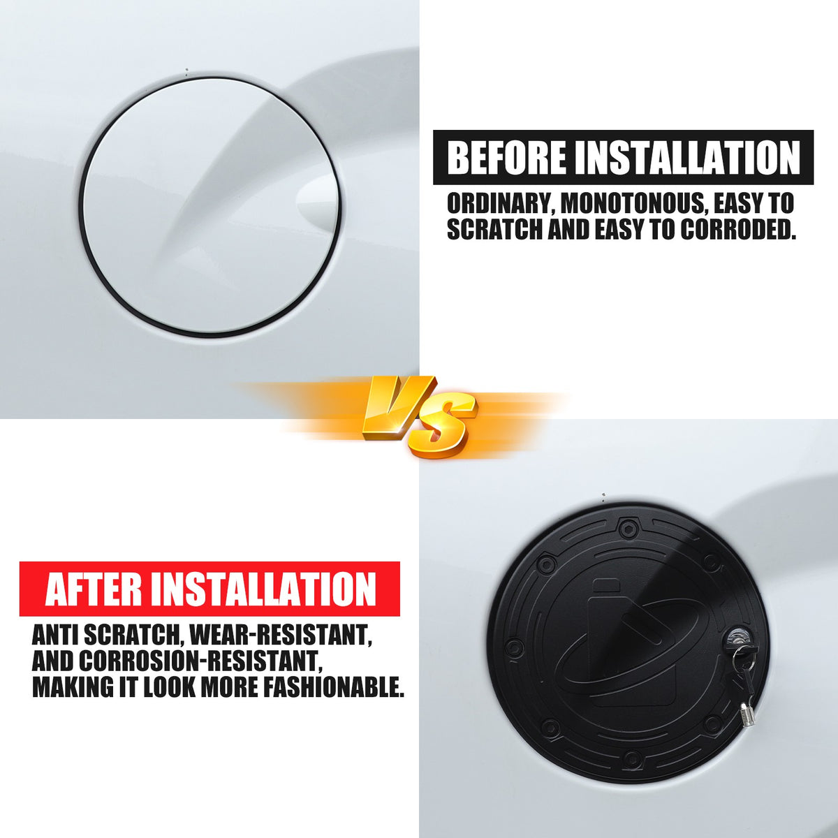 Steel Locking Fuel Door Black Gas Tank Cap Cover Lock Key For Toyota Tundra 22+ 24