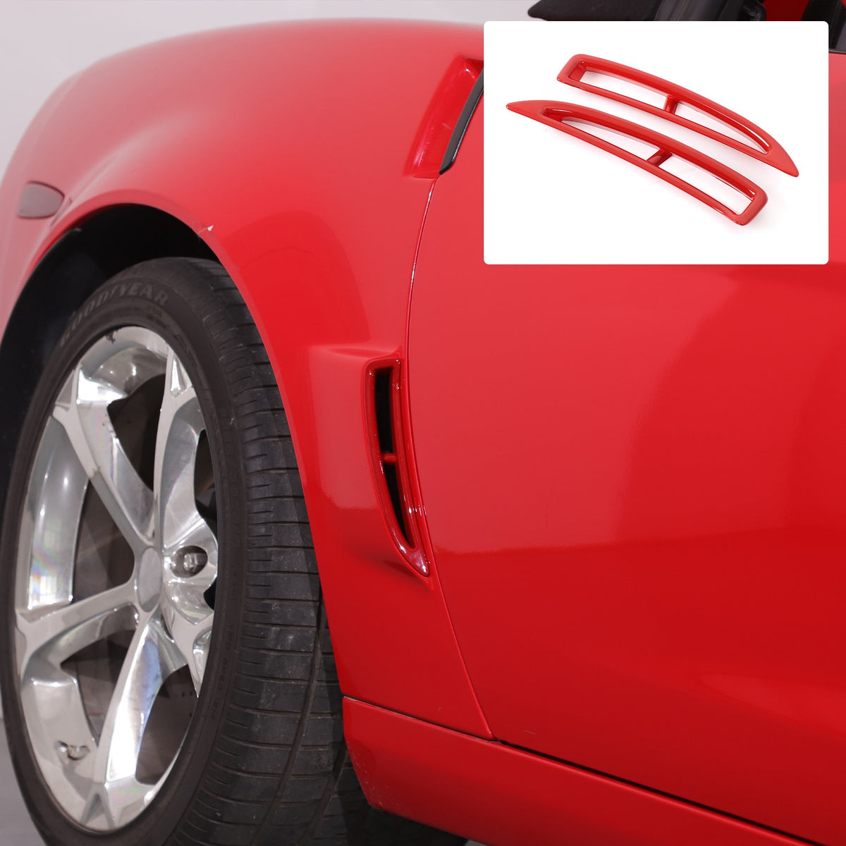 Red ABS Carbon Fiber Rear Fender Vent Trim Frame For Corvette C6 2005-2013 17