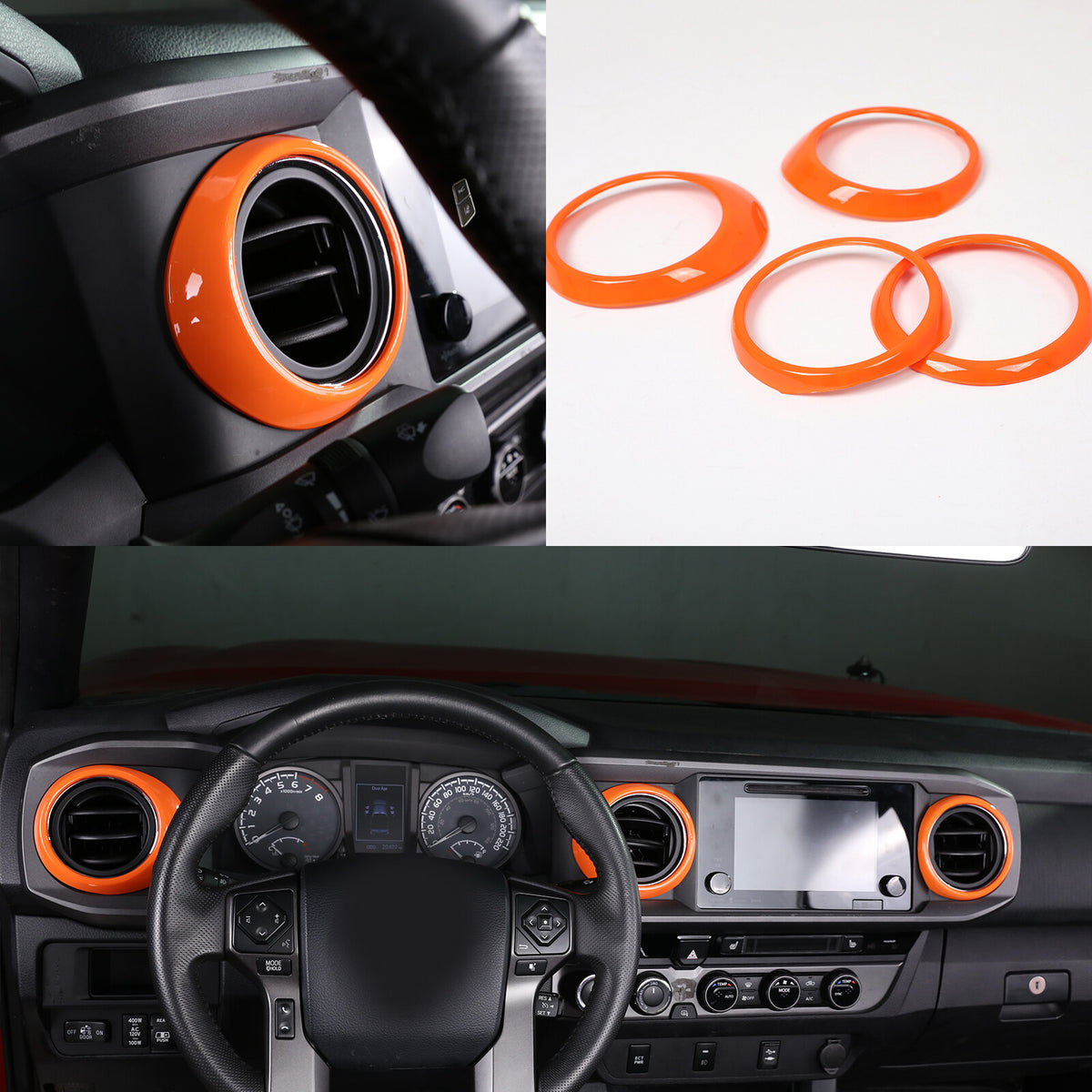 19PCS Orange Interior Full Center Console Trim Set For Toyota Tacoma 2016-22 4