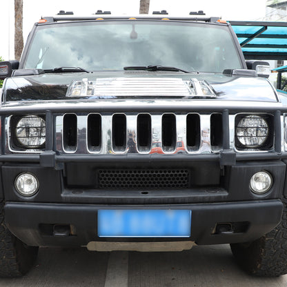 Black Steel Front Bumper Headlight Fog Light Trim For Hummer H2 2003-09 US 6