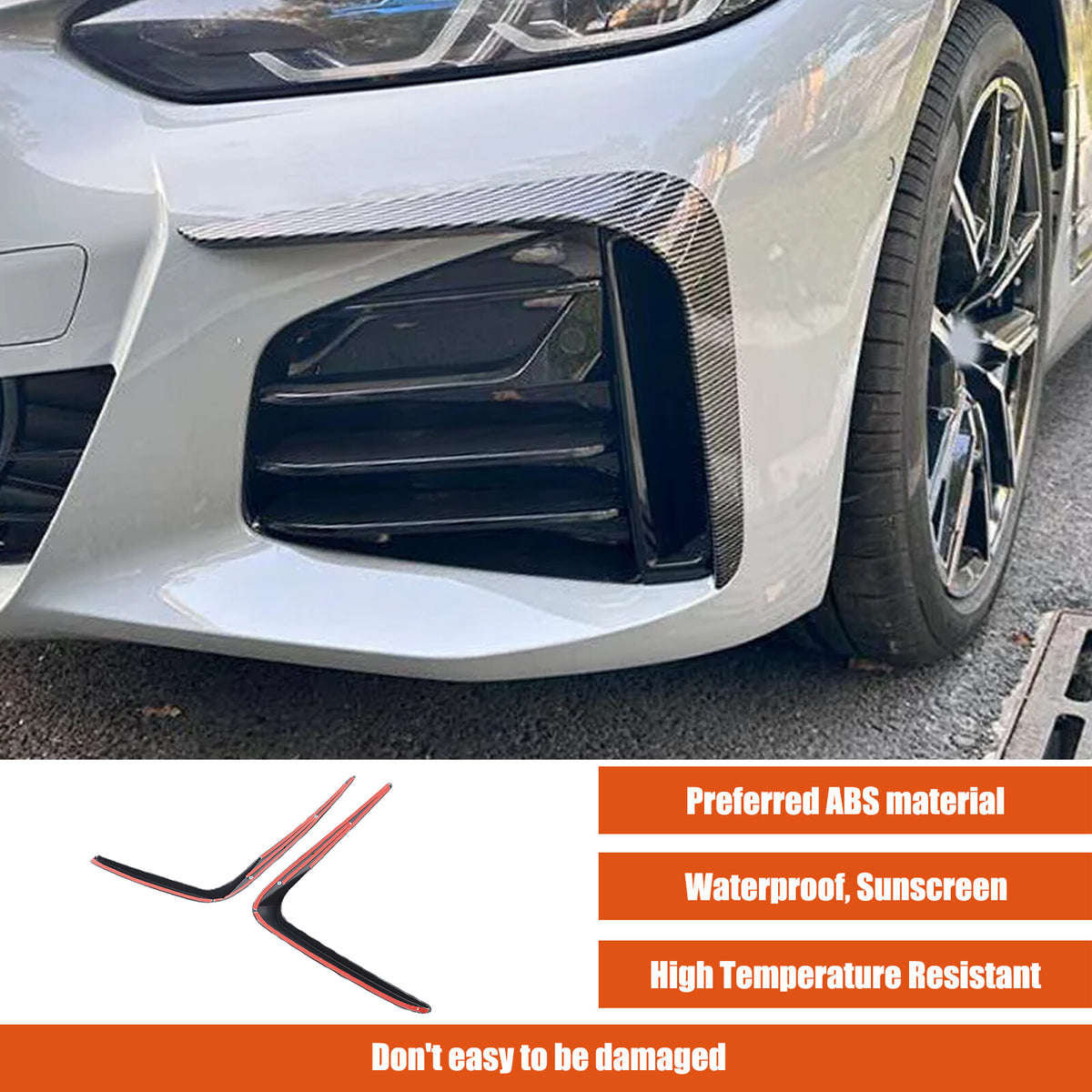Carbon Fiber ABS Front Bumper Side Air Vent Trim For BMW G22 G23 M Sport 20+ 15