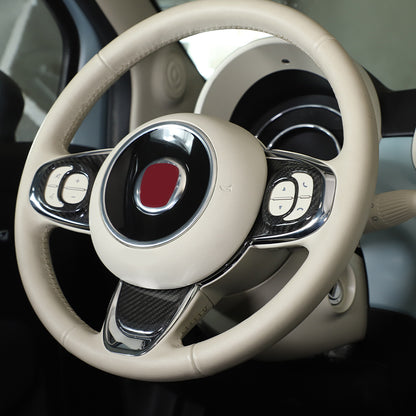 Real Carbon Fiber Steering Wheel Button Trim For Fiat 500 Abarth 595 695 2021-23 7