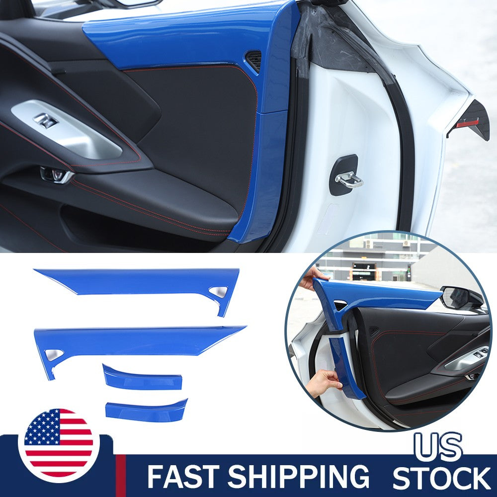 Blue ABS Inner Interior Door Panel Cover Trim For Corvette C8 Z51 Z06 2020-26 US 1